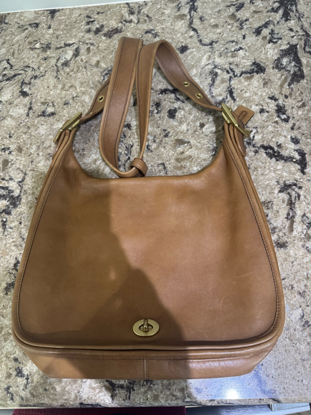 Vintage Coach 9718 legacy crescent British Tan Leather Shoulder Bag purse